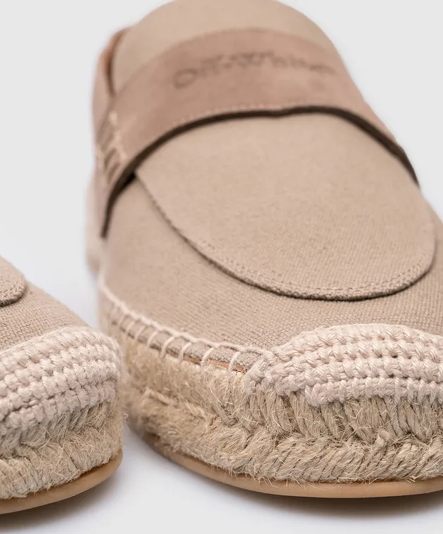 OFFWHITE BIDARETTE ESPADRILLES IN BEIGE WITH EMBOSSED LOGO