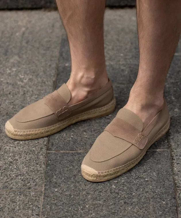 OFFWHITE BIDARETTE ESPADRILLES IN BEIGE WITH EMBOSSED LOGO