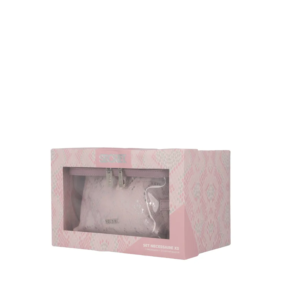 Pack Venecia 3 Neceseres Snake Print Rosado