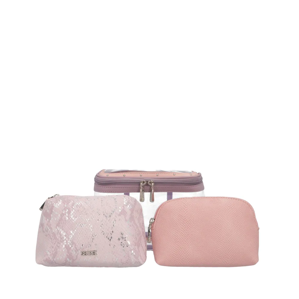 Pack Venecia 3 Neceseres Snake Print Rosado