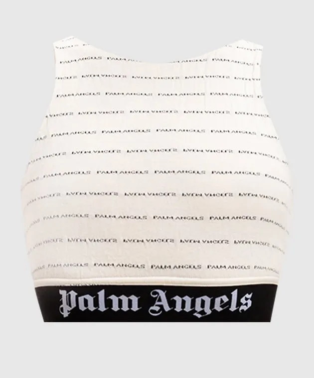 Palm Angels Beige top with a logo pattern