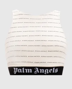 Palm Angels Beige top with a logo pattern