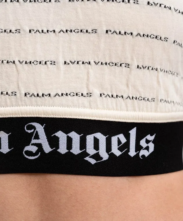 Palm Angels Beige top with a logo pattern