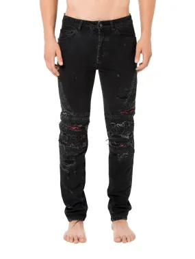 PANTALON SNAKES BIKER JEANS NEGRO