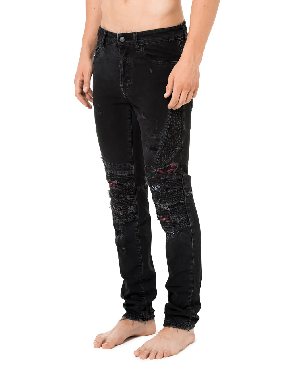 PANTALON SNAKES BIKER JEANS NEGRO