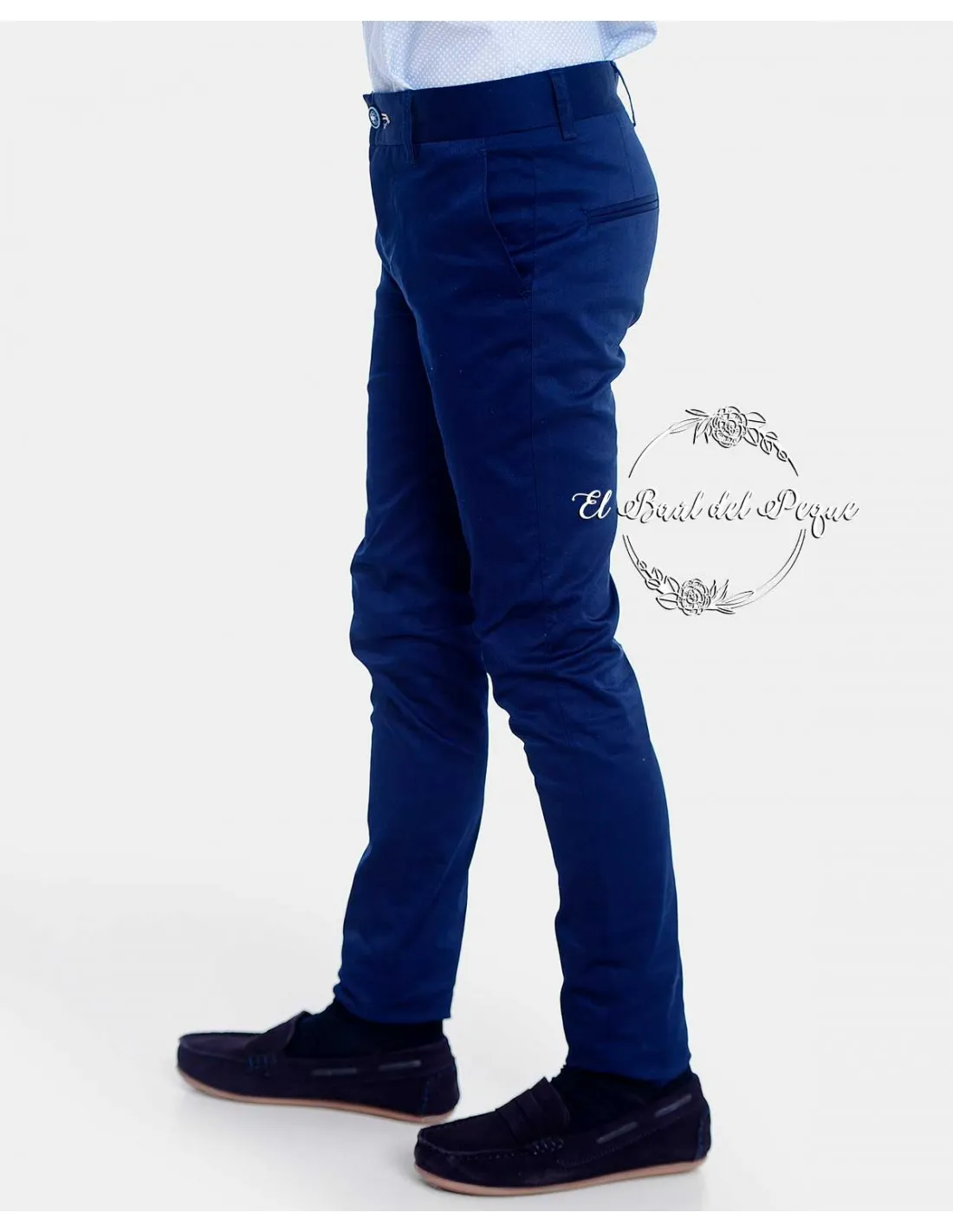 Pantalón Chino Gabardina Spagnolo Ceremonia Azul Marino