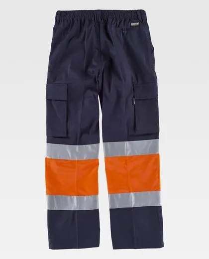 Pantalón combinado con cintura elástica Marino Naranja