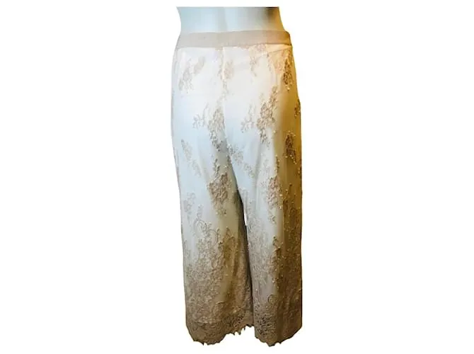 Pantalón de encaje Patrizia Pepe Beige Crema 