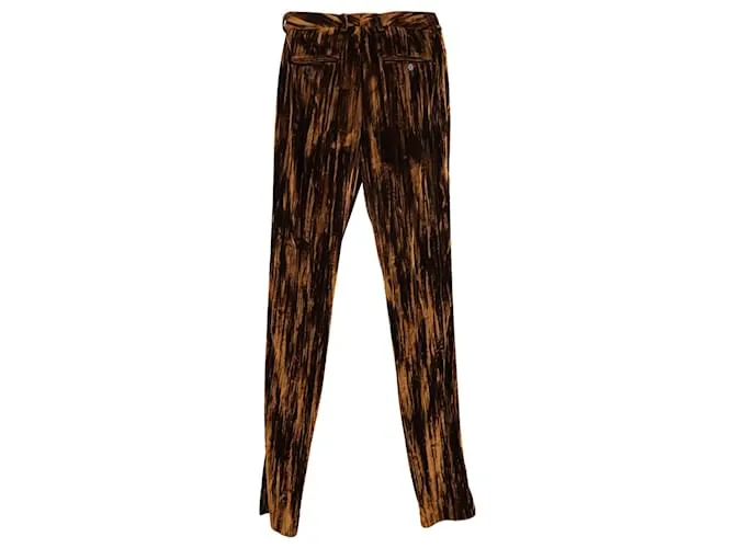 Pantalón recto Saint Laurent de terciopelo marrón Castaño 