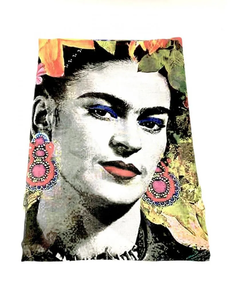 PAÑUELOS FINOS HOMENAJE A FRIDA PARA LLEVAR COMO FULAR O BUFANDA