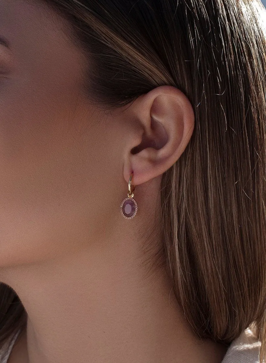 Pendientes aros con colgantes diseo circular tono amatista