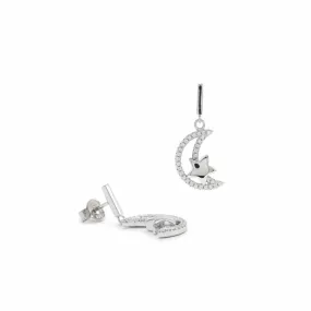 Pendientes con colgantes plata y circonitas con diseo luna y estrella