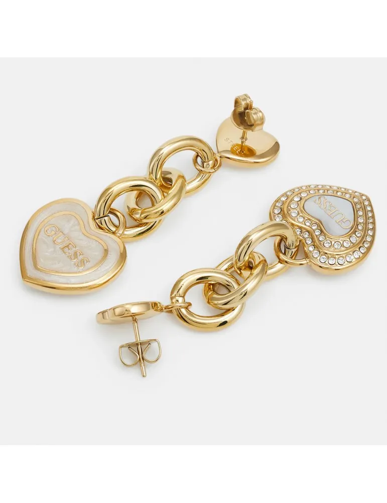 Pendientes Guess Mujer Amami Corazones Acero Dorado