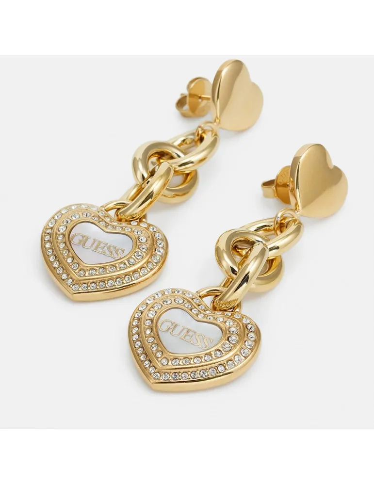 Pendientes Guess Mujer Amami Corazones Acero Dorado