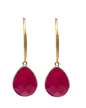 PENDIENTES LARGOS DE LAGRIMA FUCSIA