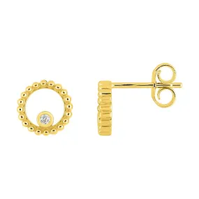 Pendientes Oro 18k Esferas Mini circonitas - JOYAS DE IRENE