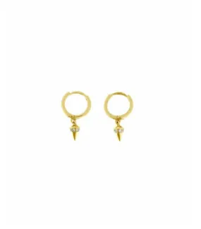 PENDIENTES PLATA CHAPADO DORADO ARO CONO - 213A0310