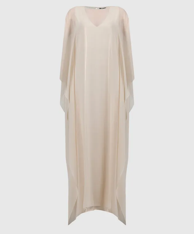 Peserico Beige maxi dress with monil chain