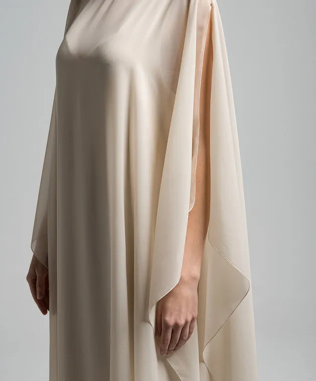 Peserico Beige maxi dress with monil chain