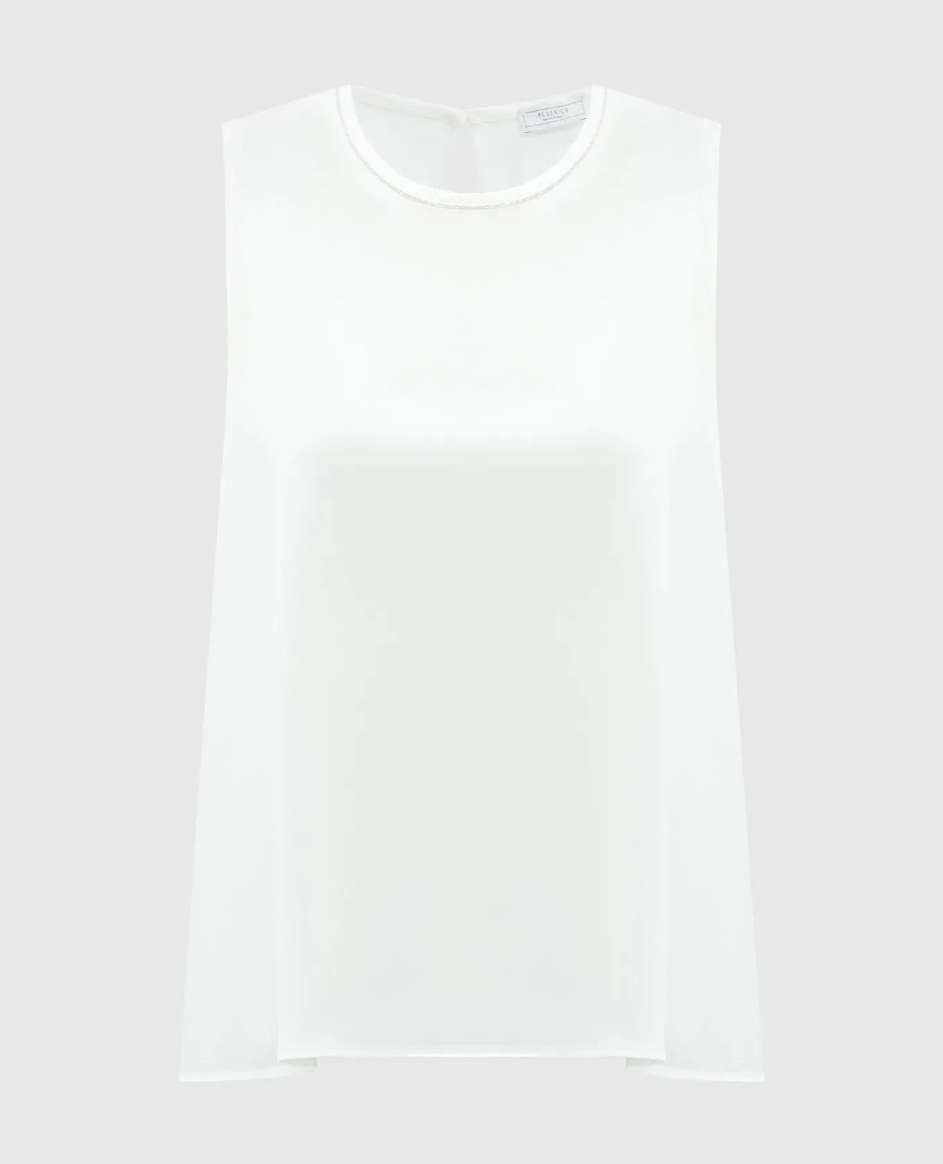 Peserico White silk top with monil chain