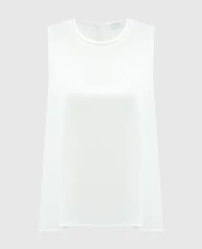 Peserico White silk top with monil chain