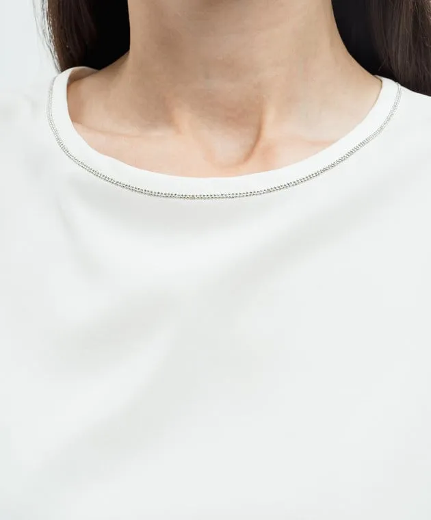 Peserico White silk top with monil chain