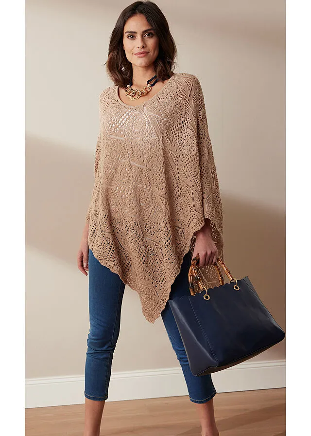 Poncho Beige almendra