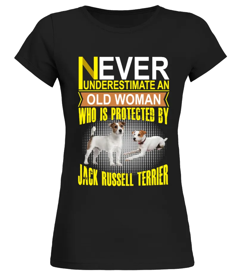 Protected by Jack Russell Terrier Camiseta cuello redondo Mujer