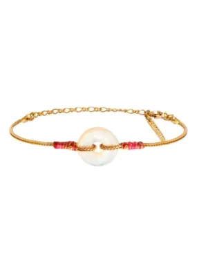 Pulsera Babylone hilo de seda nácar blanco