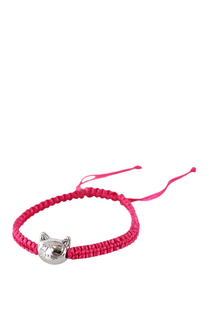 Pulsera fucsia trenzada con charm de 