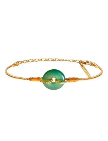 Pulsera hilo de seda con ágata verde Babyl