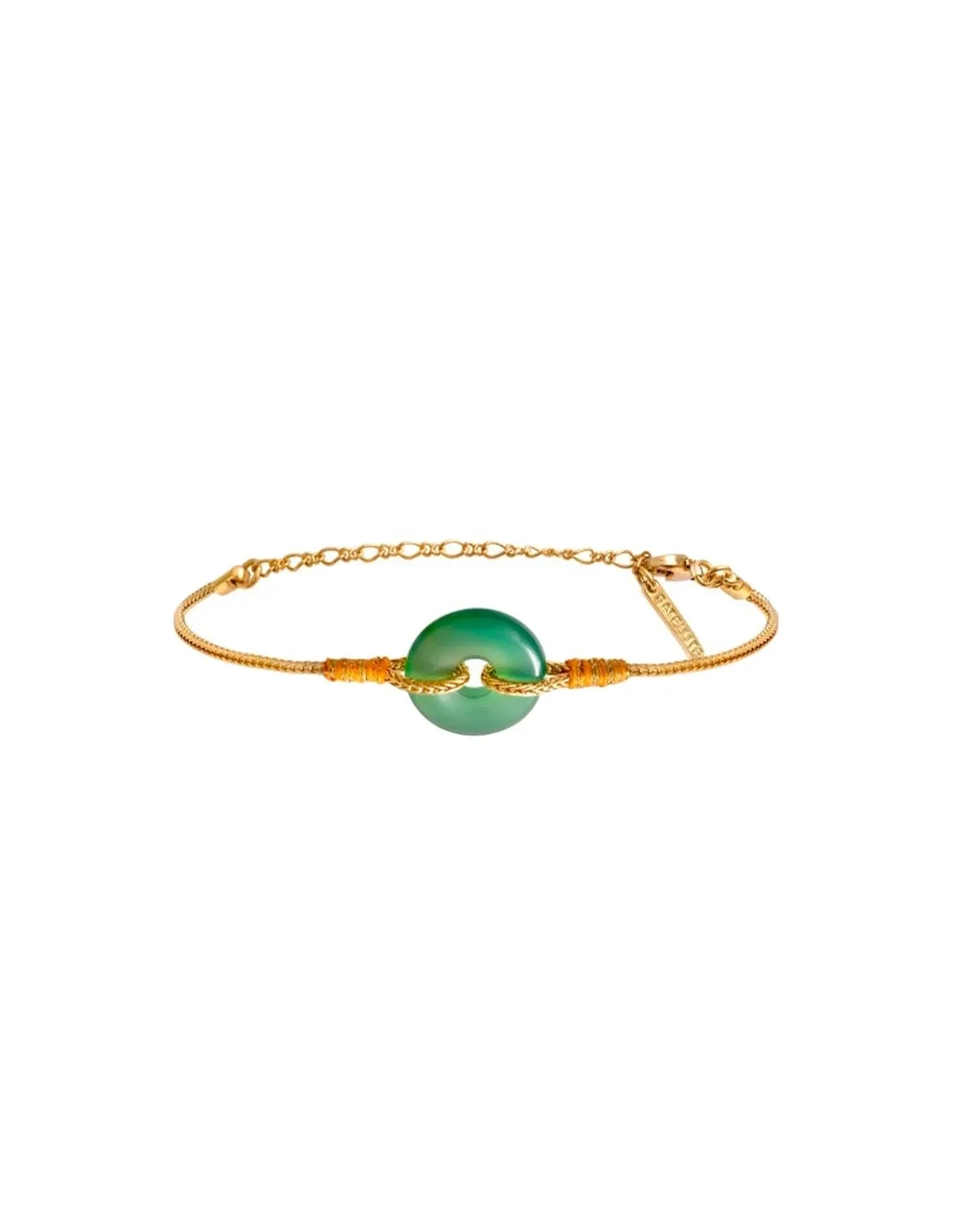 Pulsera hilo de seda con ágata verde Babyl