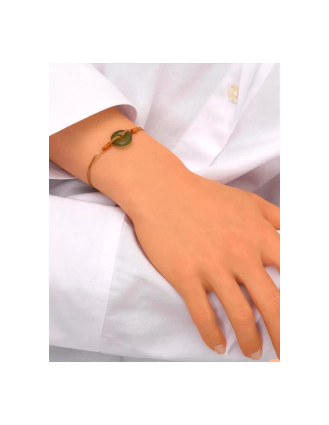 Pulsera hilo de seda con ágata verde Babyl