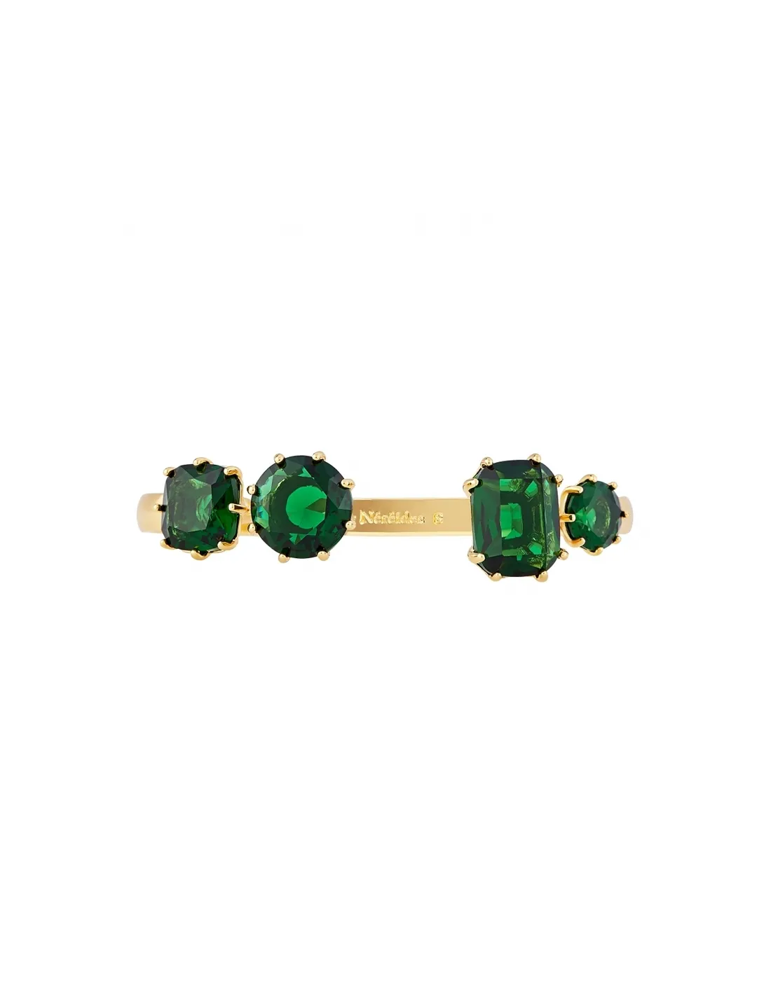 Pulsera rígida 4 piedras La Diamantine verde esmeralda