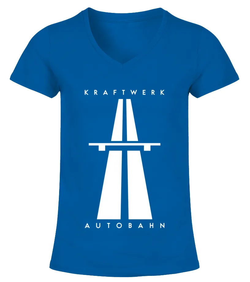 RK70SBL. AUTOBAHN ( 1974)  KRAFTWERK (2) CAMISETA CUELLO PICO MUJER