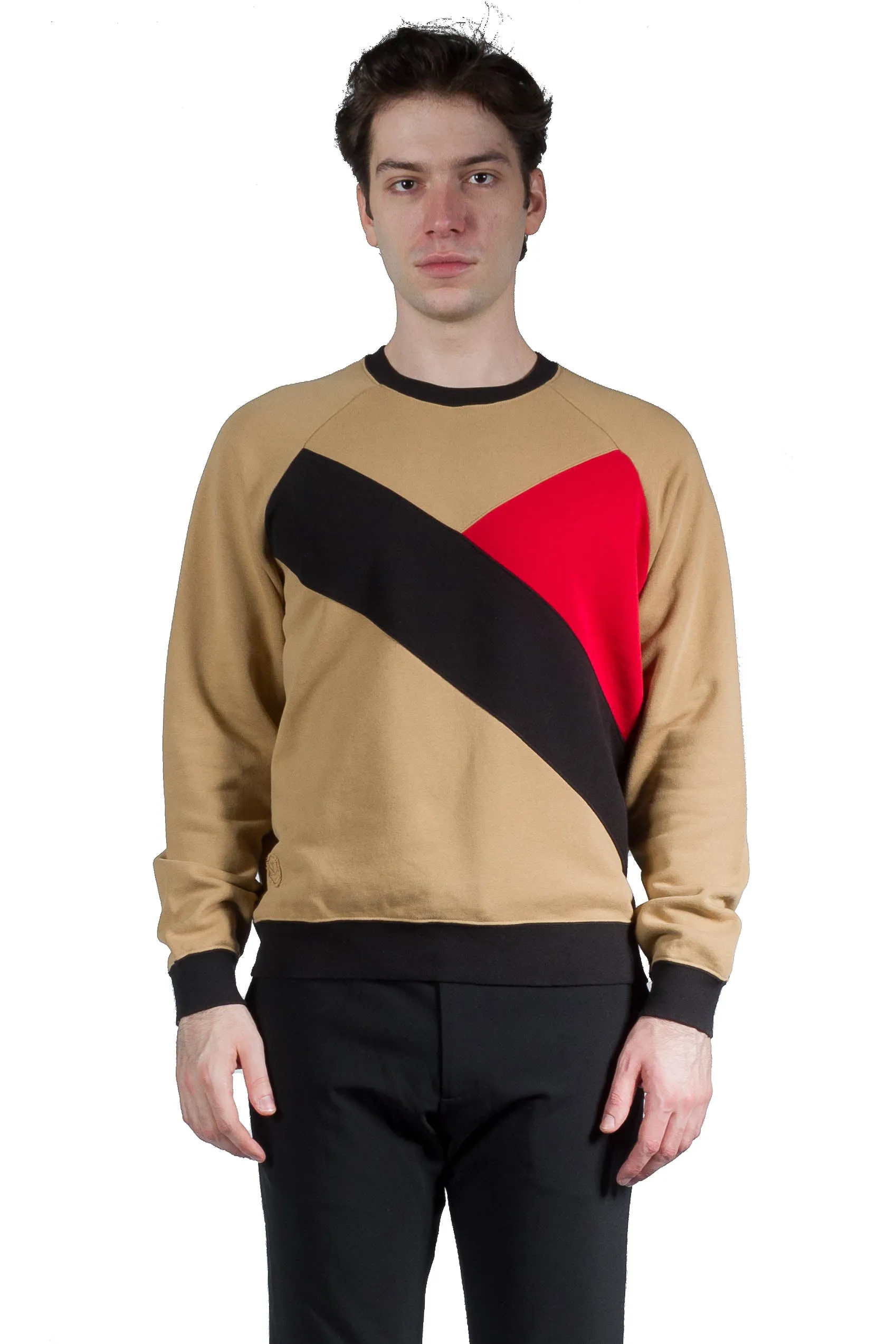 Saint Laurent Round-neck Sweater In Fleece Camel