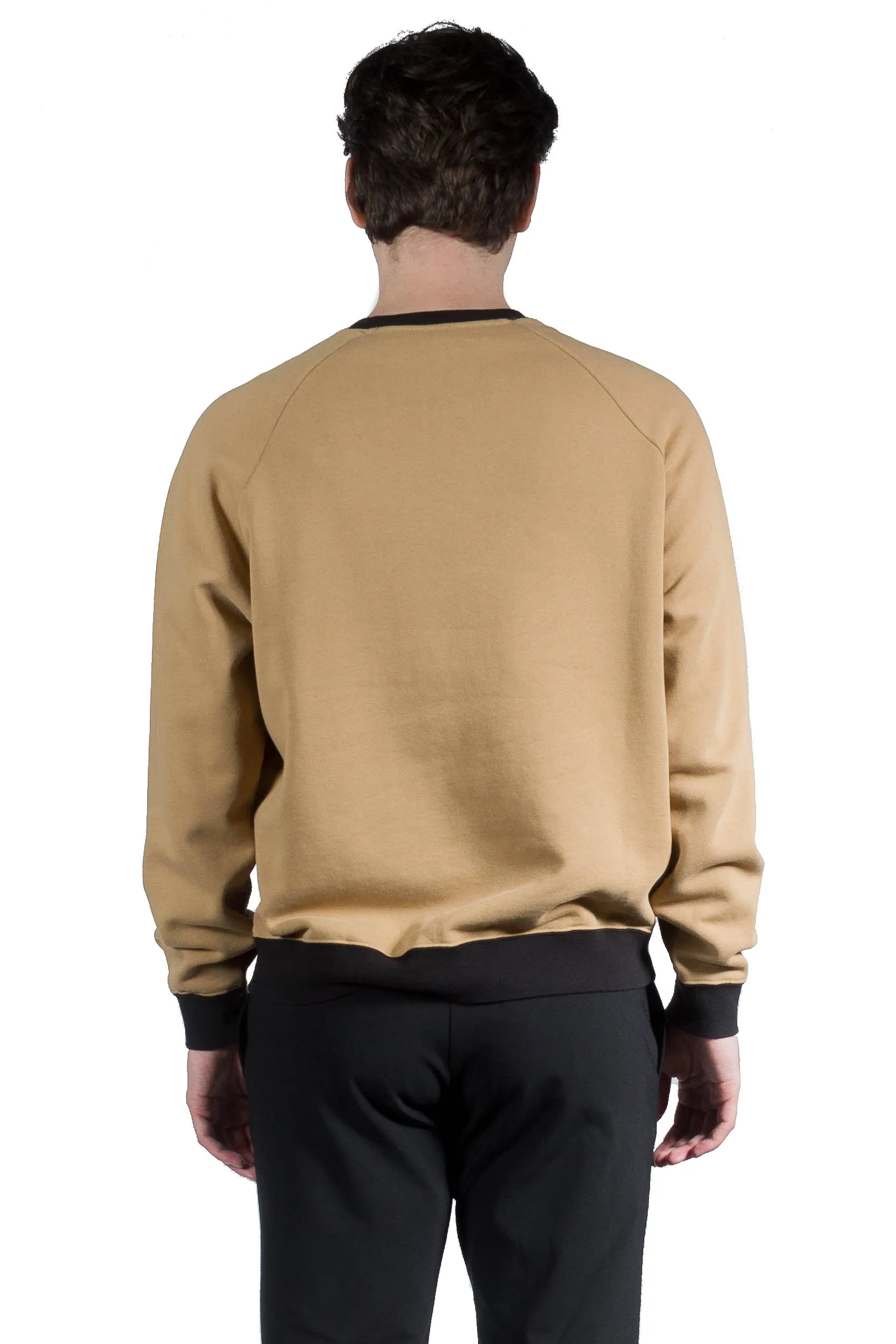 Saint Laurent Round-neck Sweater In Fleece Camel