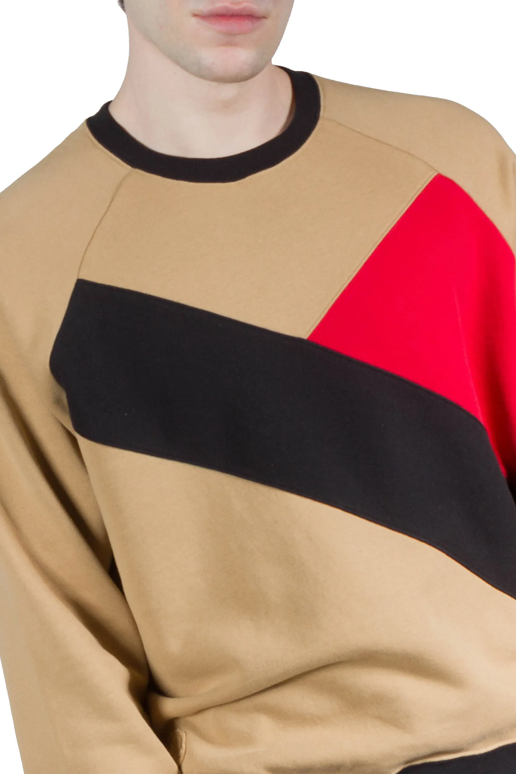 Saint Laurent Round-neck Sweater In Fleece Camel