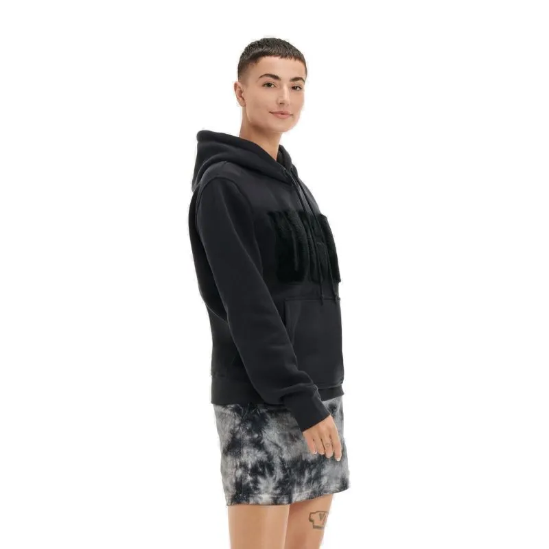 Sudadera con capucha UGG Rey Fuzzy Logo (negro) mujer