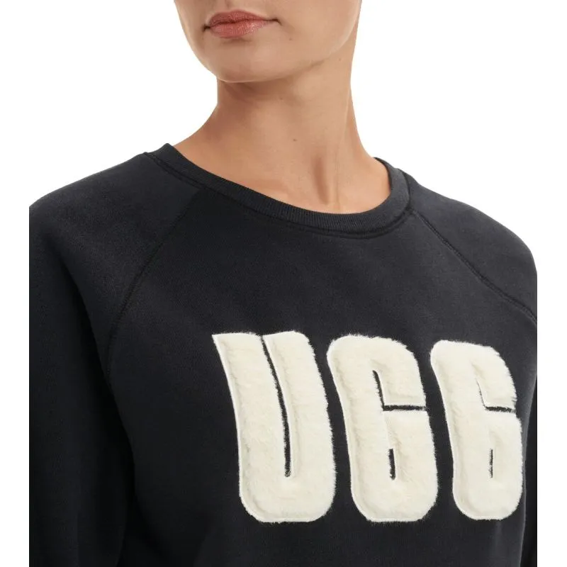 Sudadera UGG Madeline Fuzzy Logo Crewneck (negro/crema) mujer