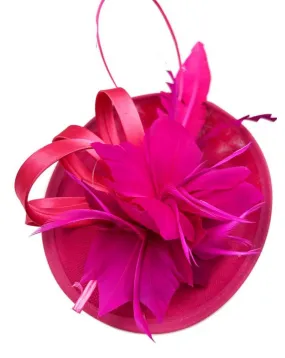 TOCADOS FUCSIAS CON DISEÑO ELEGANTE DE PLUMAS PARA BODAS