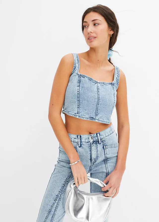 Top azul hielo denim