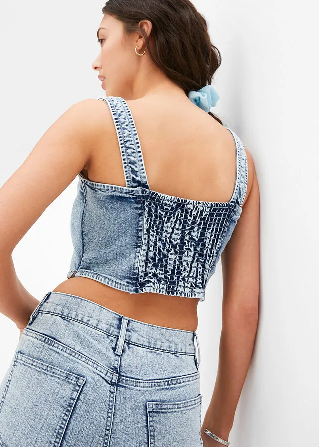 Top azul hielo denim