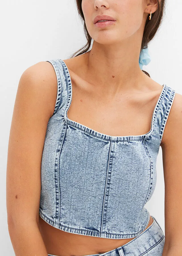 Top azul hielo denim