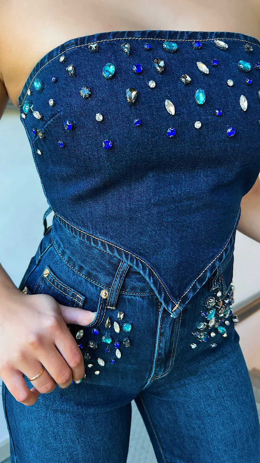 Top Denim Azul Joya