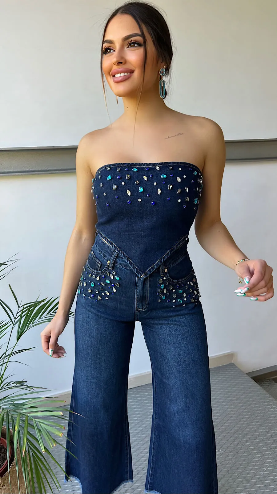 Top Denim Azul Joya