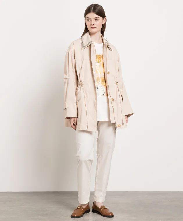 Twinset Beige raincoat with crystals