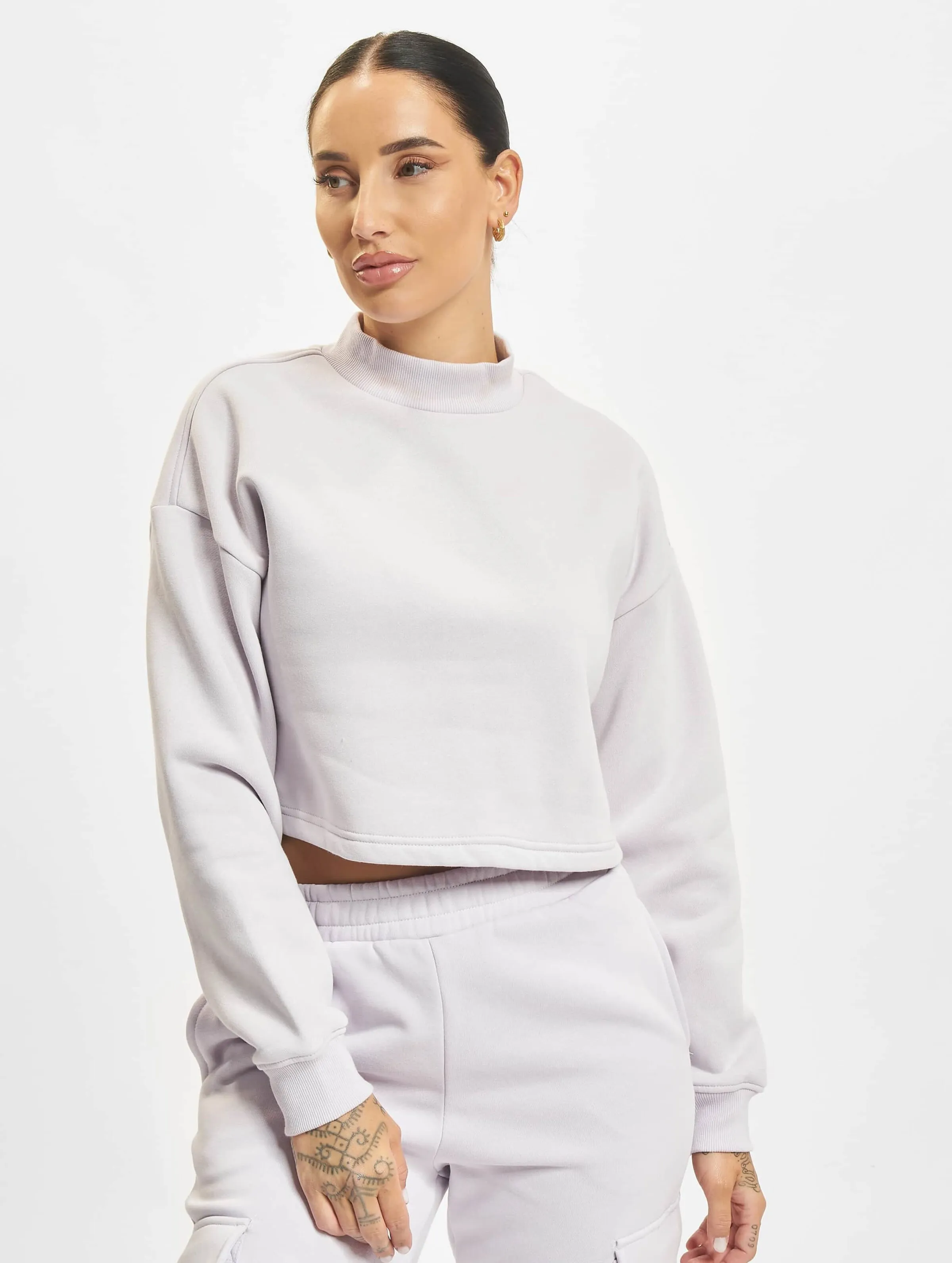 Urban Classics Ladies Cropped Oversized High Neck Crew