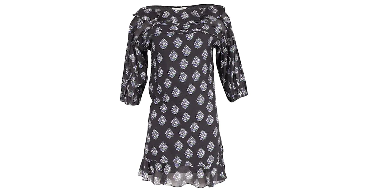 Vestido Estampado Diane Von Furstenberg en Seda Negra Negro 