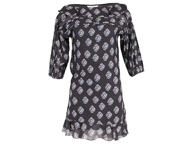 Vestido Estampado Diane Von Furstenberg en Seda Negra Negro 